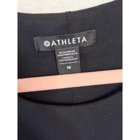 Athleta Stella Dress Black Ruched Sleeveless Midi Modal Blend Womens Size M - Picture 3 of 5